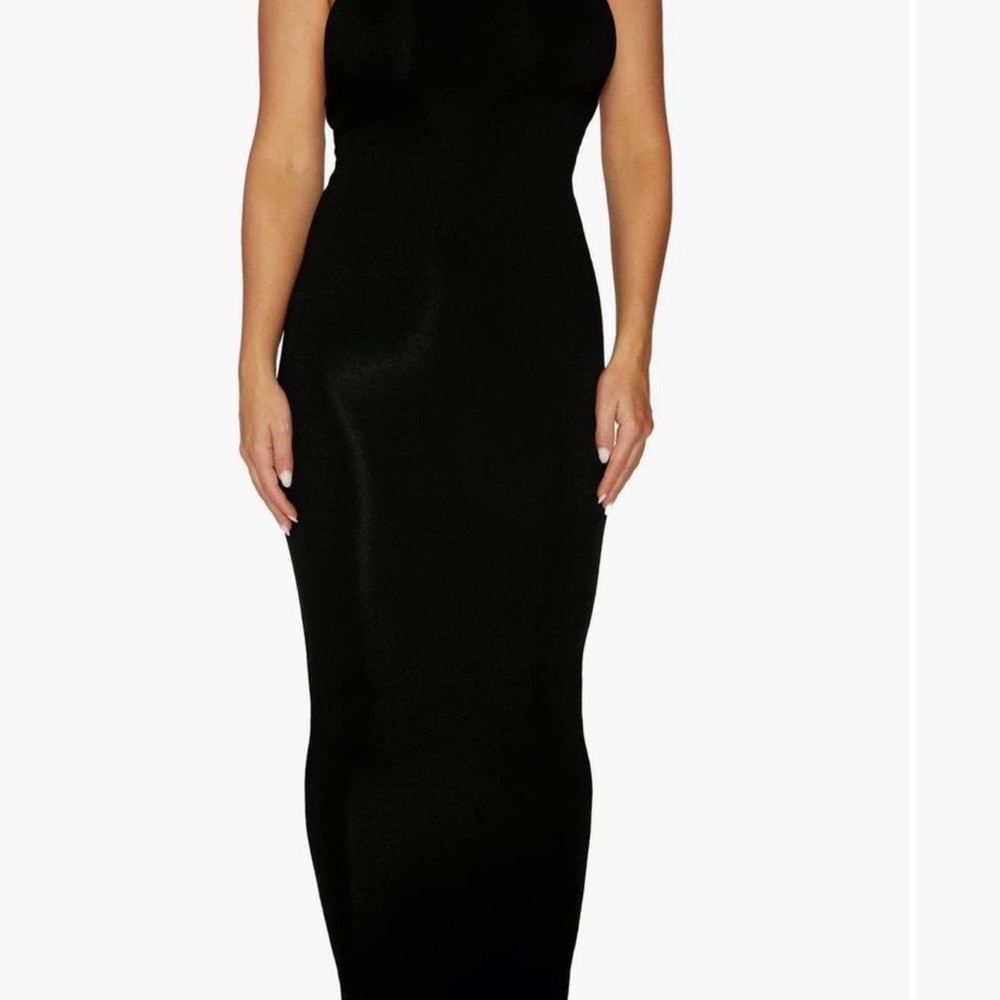 Naked Wardrobe Black Halter Bodycon Maxi Dress